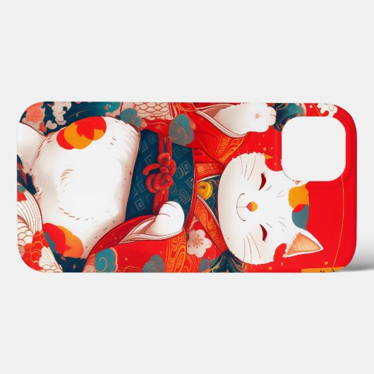 Coques Case-Mate iPhone Maneki-Neko, Chat japonais chanceux (Verso (horizontal))