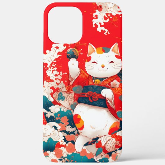 Coques Case-Mate iPhone Maneki-Neko, Chat japonais chanceux (Verso)