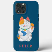 Coques Case-Mate iPhone Maneki Neko White Chat, symbole de bonne chance (Verso)