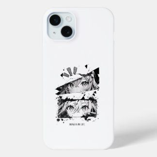 Coque iPhone 15 Mini Manga Est Ma Vie Anime Yeux Glitch Art