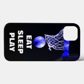 Coques Case-Mate iPhone Mange Sommeil Jouer Basket Bleu Noir (Verso (horizontal))