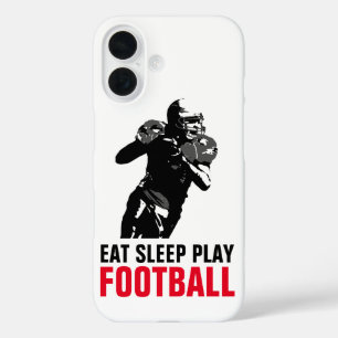 Coques iPhone 16 Mangez le sommeil Jouer Black & White Football Pop