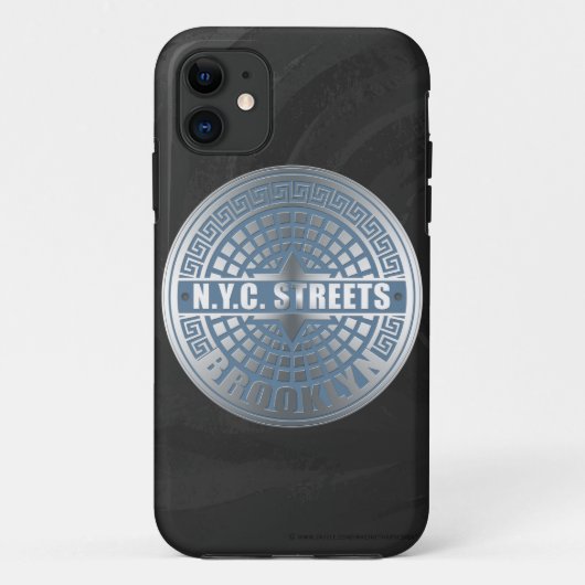 Coques Case-Mate iPhone Manhole Cover Brooklyn Blue (Dos)