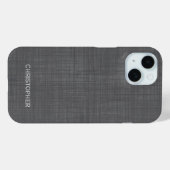 Coques Case-Mate iPhone Manly Linen Look with Grey Nom personnalisé (Verso (horizontal))