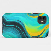 Coques Case-Mate iPhone "Marbella" Blue Yellow Swirls Waves (Dos (Horizontal))