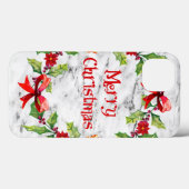 Coques Case-Mate iPhone Marble Christmas Flowers 5 Pattern (Verso (horizontal))