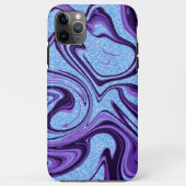 Coques Case-Mate iPhone Marble Swirls Purple Black with Blue Faux Glitter (Dos)