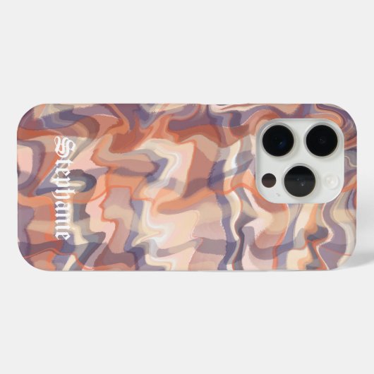 Coques Case-Mate iPhone "Marble tartan mignon nom de script boho terracott (Verso (horizontal))