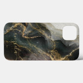 Coques Case-Mate iPhone Marbre Abstrait en or noir (Verso (horizontal))