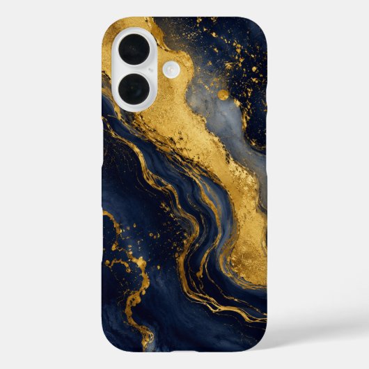 Coques Case-Mate iPhone Marbre Abstrait Fluide Luxe Navy Or Art (Verso)