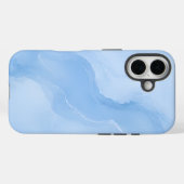 Coques Case-Mate iPhone Marbre Abstrait Motif Bleu Clair (Verso (horizontal))
