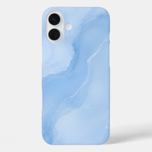 Coques iPhone 16 Plus Marbre Abstrait Motif Bleu Clair