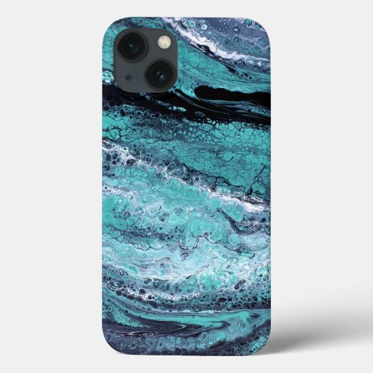Coques Case-Mate iPhone Marbre Abstrait Turquoise & Noir (Verso)