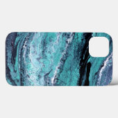 Coques Case-Mate iPhone Marbre Abstrait Turquoise & Noir (Verso (horizontal))