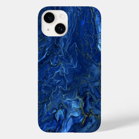 Coques Case-Mate iPhone Marbre acrylique bleu marine et marbre d'or Faux (Verso)