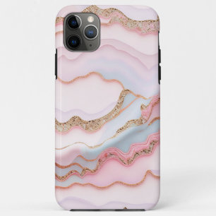 Case-Mate iPhone Case Marbre Agate Moderne Bleu Rose Collection Or