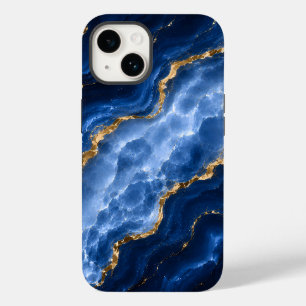 Coque Pour iPhone 14 Marbre Agate Saphir Luxueux