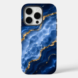 Coques iPhone 16 Pro Marbre Agate Saphir Luxueux