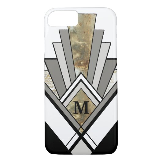 Coques Case-Mate iPhone Marbre Art Déco géométrique avec Monogramme person (Dos)