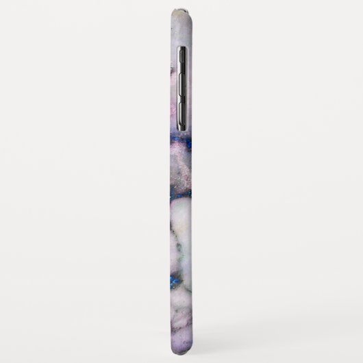 Coques Case-Mate iPhone Marbre blanc Avec Parties scintillant Rose Et Bleu (Dos/Gauche)