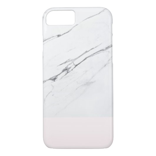 Coques Case-Mate iPhone Marbre blanc chic moderne avec couleur accent rose (Dos)