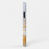 Coques Case-Mate iPhone Marbre blanc chic monogramme paillettes or (Dos/Droite)