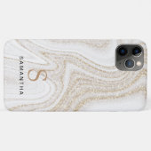 Coques Case-Mate iPhone Marbre blanc chic parties scintillant or monogramm (Dos (Horizontal))