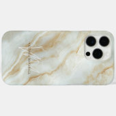 Coques Case-Mate iPhone Marbre Blanc Élégant Monogramme de Nom Personnalis (Verso (horizontal))
