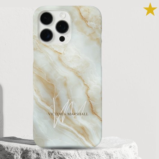 Coques Case-Mate iPhone Marbre Blanc Élégant Monogramme de Nom Personnalis