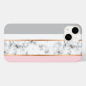 Coques Case-Mate iPhone Marbre Blanc Élégant Rayures Grises Rose Or (Verso (horizontal))