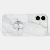 Coques Case-Mate iPhone Marbre blanc et gris Personnalisé Monogramme (Verso (horizontal))