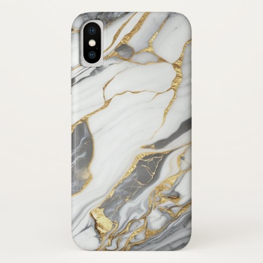 Coques Case-Mate iPhone Marbre blanc et or élégant (Dos)
