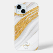 Coques Case-Mate iPhone Marbre blanc et Parties scintillant d'or imprimé (Verso)