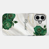 Coques Case-Mate iPhone Marbre blanc Floral Vert Or (Verso (horizontal))