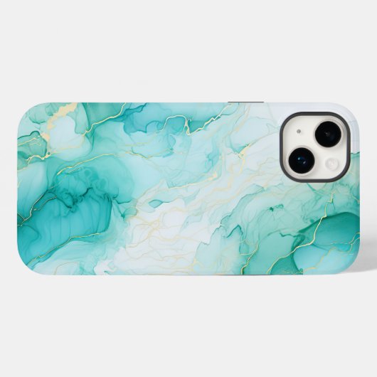 Coques Case-Mate iPhone Marbre blanc Mint Green Gold (Verso (horizontal))
