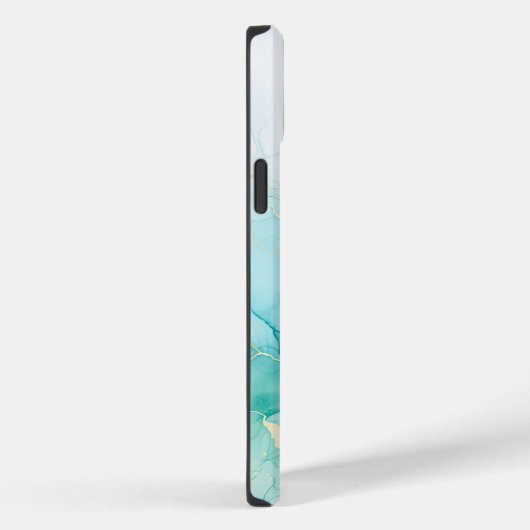Coques Case-Mate iPhone Marbre blanc Mint Green Gold (Verso / Droite)