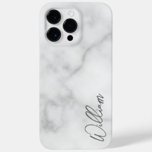 Coque Pour Pour iPhone 14 Pro Max Marbre blanc Modern Script Nom personnalisé