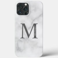Marbre blanc Monogramme personnalisé et nom