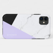 Coques Case-Mate iPhone Marbre blanc noir violet géométrique moderne  (Dos (Horizontal))