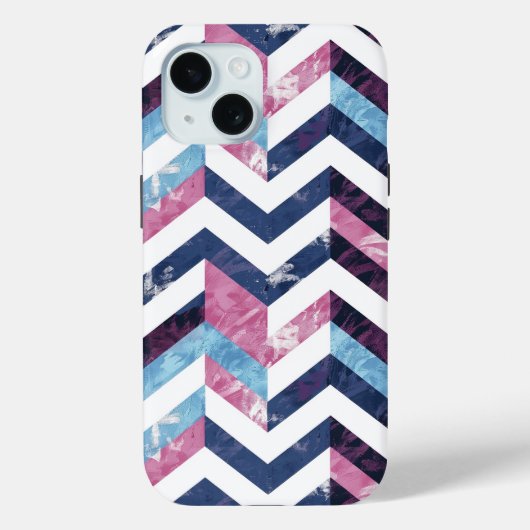 Coques Case-Mate iPhone Marbre blanc rose bleu Chevron (Verso)