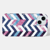 Coques Case-Mate iPhone Marbre blanc rose bleu Chevron (Verso (horizontal))