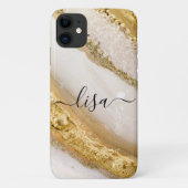 Coques Case-Mate iPhone Marbre blancor moderne Nom personnalisé (Dos)