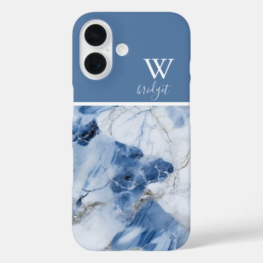 Coques Case-Mate iPhone marbre bleu abstrait motif côtier (Verso)