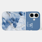 Coques Case-Mate iPhone marbre bleu abstrait motif côtier (Verso (horizontal))