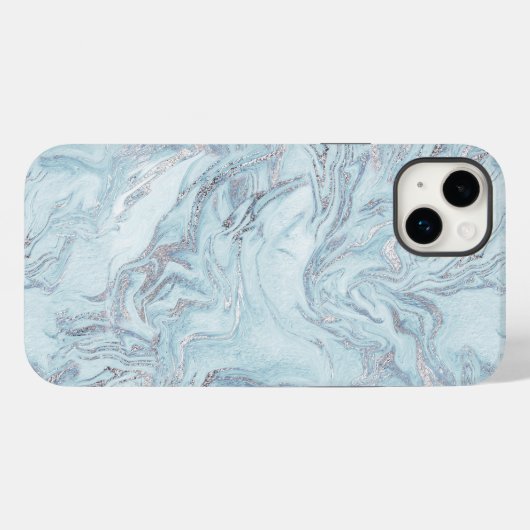 Coques Case-Mate iPhone Marbre bleu Aqua Silver (Verso (horizontal))