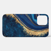 Coques Case-Mate iPhone marbre bleu arrière - plan abstrait agate granite  (Verso (horizontal))