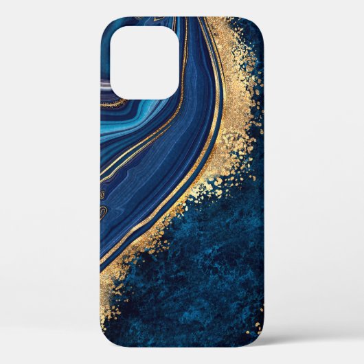 Coques Case-Mate iPhone marbre bleu arrière - plan abstrait agate granite  (Verso)