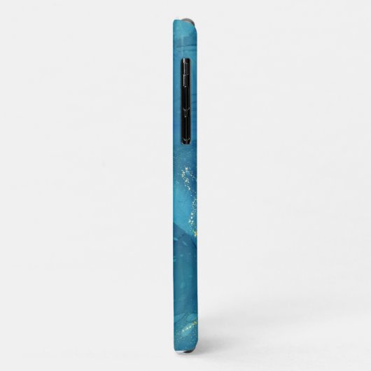 Coques Case-Mate iPhone Marbre bleu brillant personnalisé (Dos/Gauche)