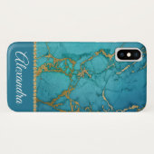 Coques Case-Mate iPhone Marbre bleu et or Elegant Girly (Dos (Horizontal))