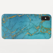 Coques Case-Mate iPhone Marbre bleu et or Élégant imprimé moderne (Dos (Horizontal))